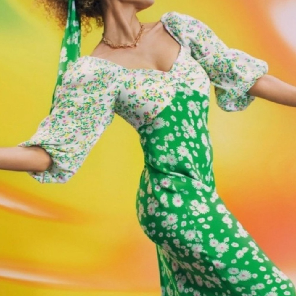 *NEW RIXO x Target Green Daisy Midi Dress 4 NWT